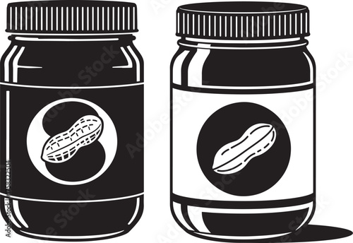 Two jars of peanut butter silhouette