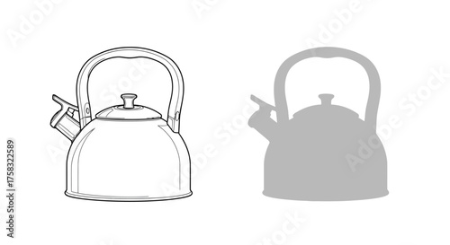 Illustration of a kettle and its shadow