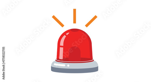 Red siren with orange light beams, emergency concept