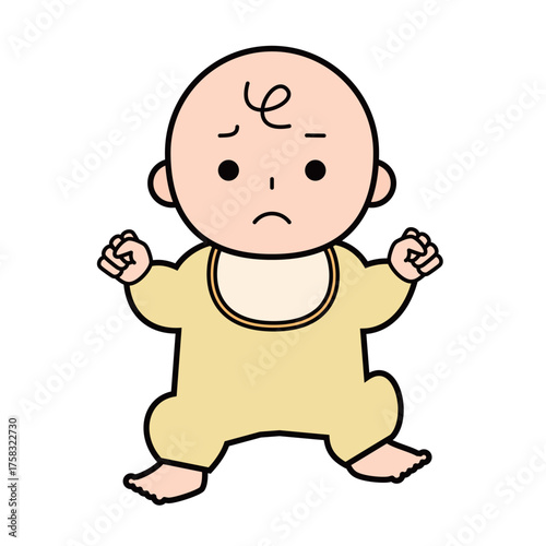 困っている赤ちゃんの全身のイラスト