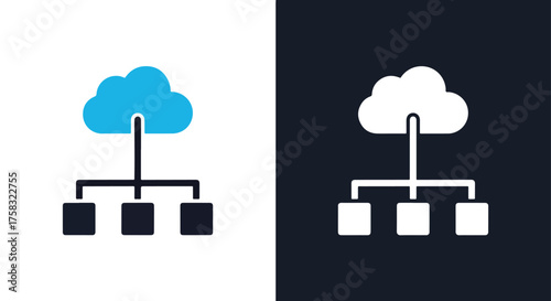 Cloud network icon set for digital data storage and connection concepts -  Glyph solid icon - Editable modern style icon.