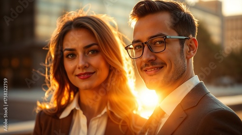Portrait of two business colleagues, smiling