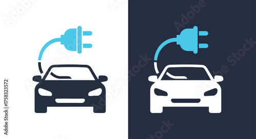 Modern electric car charging icons for sustainable transportation and green energy solutions -  Glyph solid icon - Editable modern style icon.