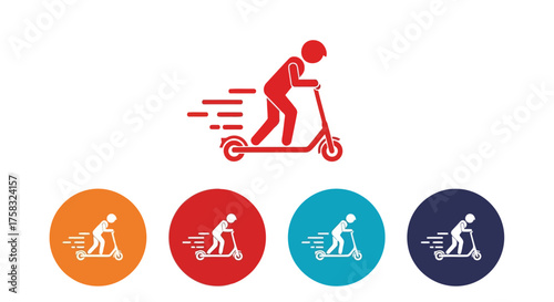 Red scooter icon with a person riding it