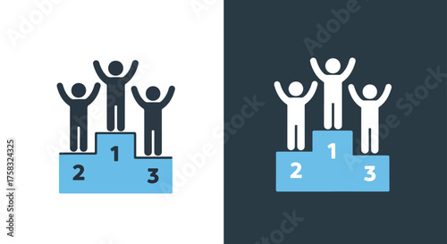 Sports podium icons set winners first second third place competition victory achievement -  Glyph solid icon - Editable modern style icon.