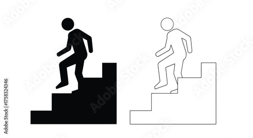 Icon illustration of a person climbing up stairs