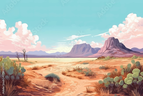 Monument Valley Arizona USA Vector wallpaper Southwest Landscape Illustration Travel Landmark Clipart featuring red sandstone formations and desert landscape Perfect for travel poster