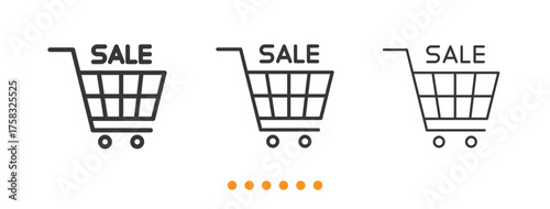 Shopping Cart with SALE Text icon. Thin line icon vector