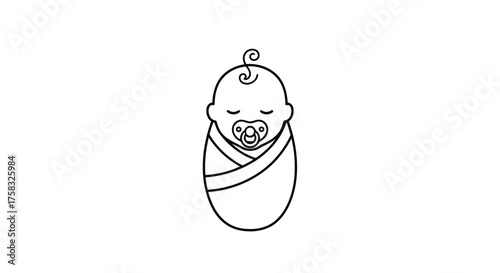 Illustration of a newborn baby wrapped in a blanket