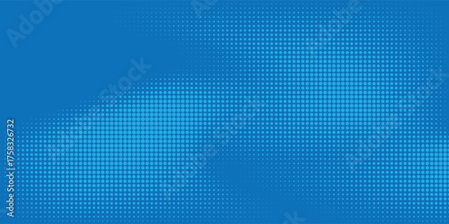 Modern Cyan blue pop art background with halftone polka dots in retro comic style