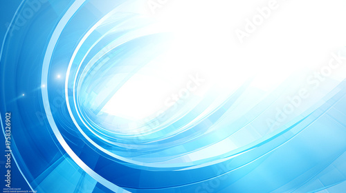 Futuristic Blue Abstract Background with Flowing Curves and White Light Space