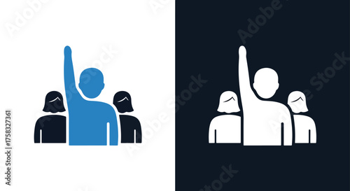 Icon set people raising hands for voting or participation business concept -  Glyph solid icon - Editable modern style icon.