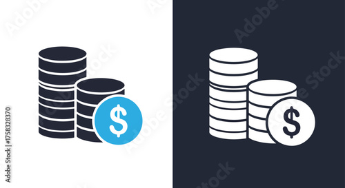 Modern coin stacks icon set finance money currency wealth investment savings growth -  Glyph solid icon - Editable modern style icon.