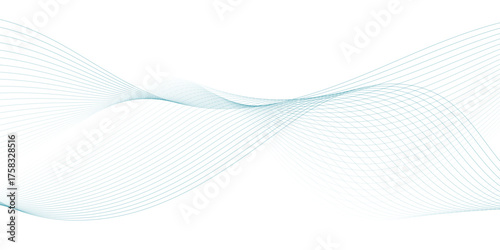 Abstract blue smooth wave on a white background. Dynamic sound wave. Design element. Vector illustration.	
