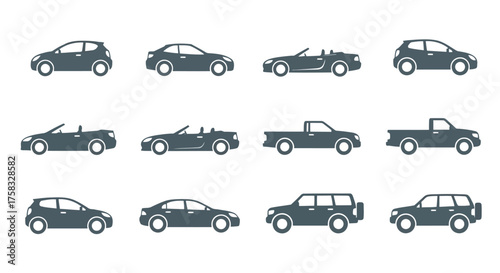 Diverse car model collection for graphic design use