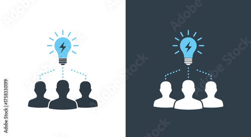 Team collaboration brainstorming idea generation business concept synergy -  Glyph solid icon - Editable modern style icon.