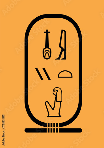 Cartouche name of Ancient Egypt queen Nefertiti. Translation: Nefertiti (name). Vector image.
