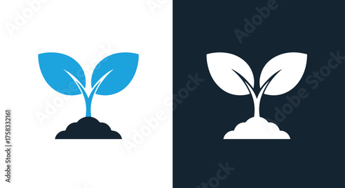 Sprout growth seedling icon set plant symbol organic nature new beginning digital asset -  Glyph solid icon - Editable modern style icon.