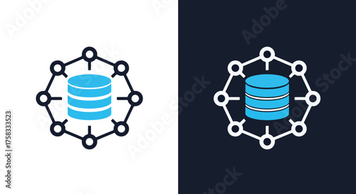 Abstract database network connection icon set for digital platforms and applications -  Glyph solid icon - Editable modern style icon.
