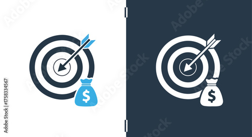 Goal achievement money bag icon set success business finance target aim achievement icons -  Glyph solid icon - Editable modern style icon.