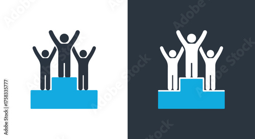 Winner's podium icon set celebrating achievement and success for sports and competitions -  Glyph solid icon - Editable modern style icon.