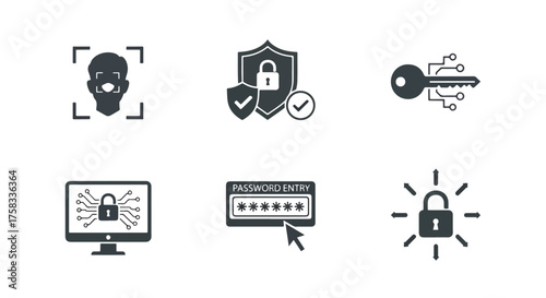 Modern web icons for security privacy and access control cyber protection and authentication -  Glyph solid icon - Editable modern style icon.