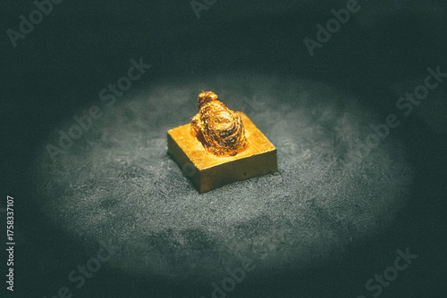 Gold Seal of King of Na, ancient Japanese national treasure displayed in museum