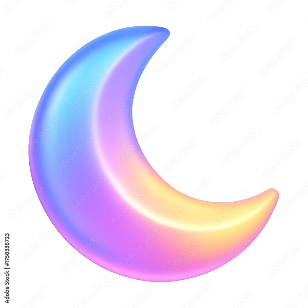 Obraz premium PNG Colorful crescent moon illustration