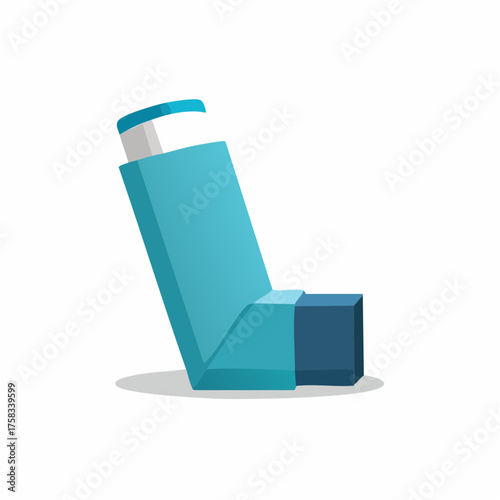 Blue asthma inhaler illustration for respiratory health and breathing assistance