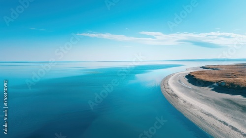 High Altitude Aerial View Geometric Tidal Mud Flats Estuaries Natural Blue Brown Patterns Abstract Texture