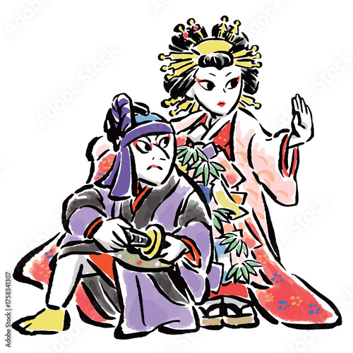 助六と揚巻（助六由縁江戸桜のワンシーン）