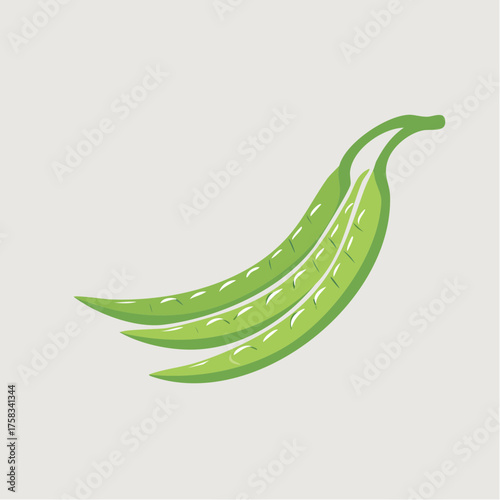 Elegant Flat Vector Illustration of Fresh Green Beans for Culinary Creations