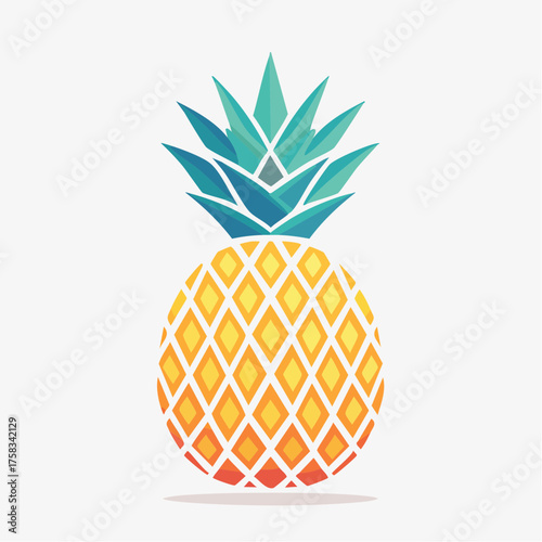 Geometric pineapple illustration with vibrant colors for summer designs and branding