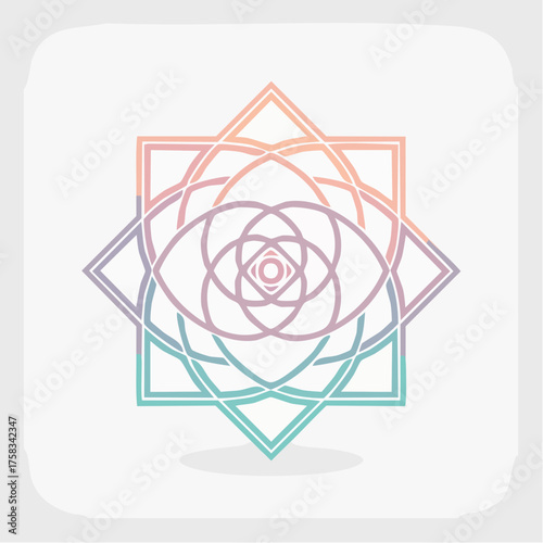 Gradient geometric ornament symbol design for logo or pattern design applications