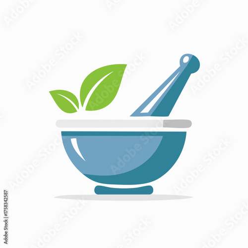 Herbal medicine concept with mortar and pestle representing natural healthcare