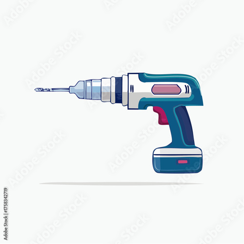 Illustration of a battery-powered drill for carpentry and home improvement