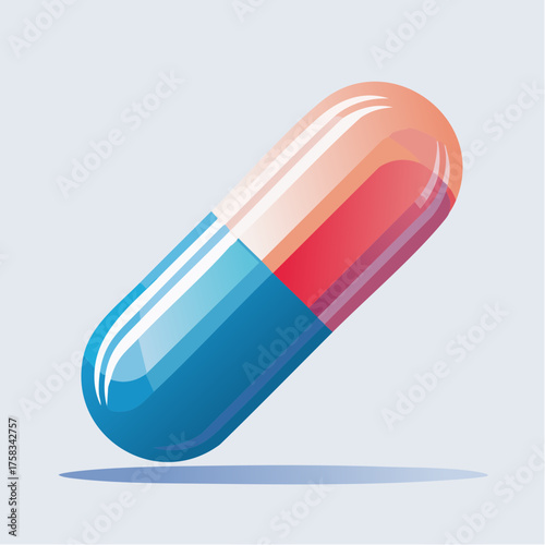 Illustration of a capsule pill, medical treatment and pharmaceutical symbol concept