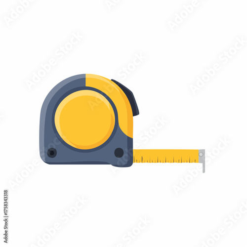 Illustration of a yellow and gray measuring tape for DIY projects and construction