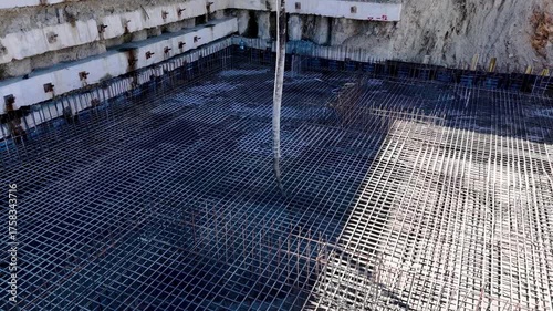 Top View of Concrete Pouring with Pump Hose | 4K Slow Motion Construction Footage
