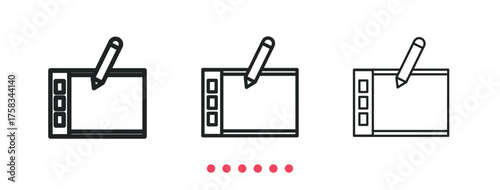 Pen tablet icon. Thin line icon vector