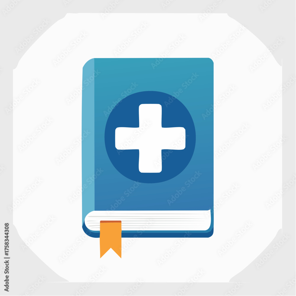 Obraz premium Medical textbook icon representing health information and pharmaceutical guide