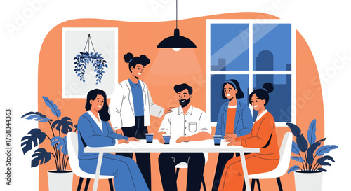 Diverse group of people in a meeting or discussion at a table