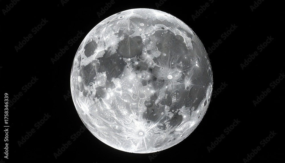 Obraz premium Full Moon illuminated in the night sky with visible craters and surface details creating a celestial wonder