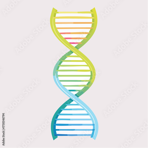 Vibrant watercolor dna double helix illustration for scientific and medical themes