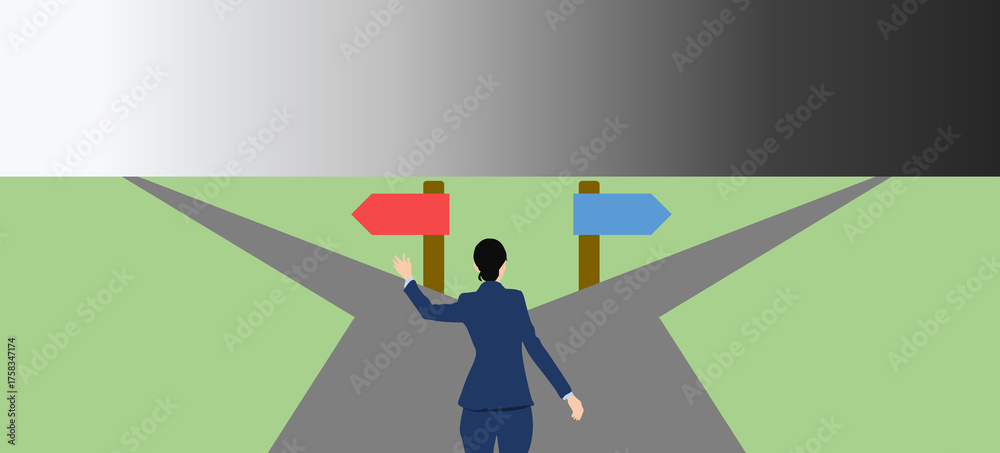 Obraz premium 人生の分岐点のイラスト