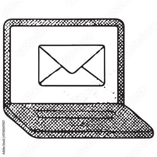 Laptop with Email Icon – Digital Marketing and Communication Vector