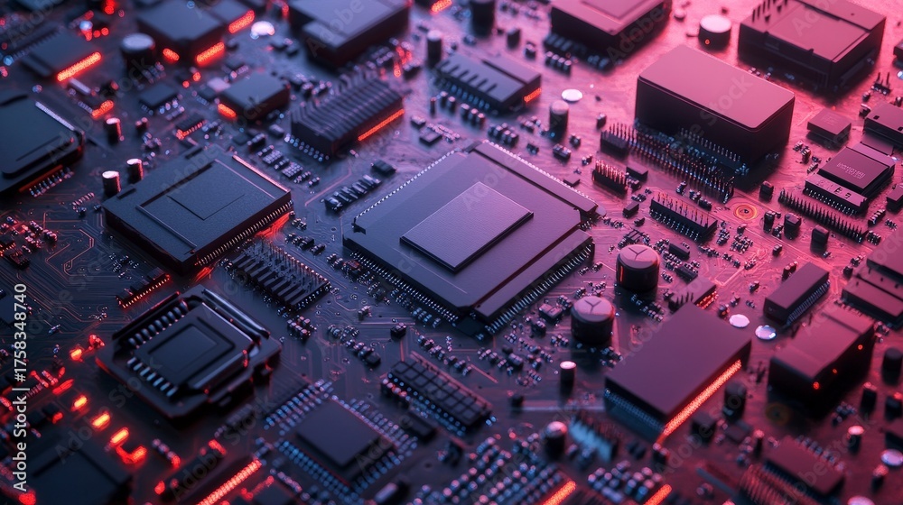 Fototapeta premium Concept of semiconductor chip shortage impacting technology and production across various industries