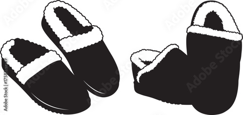 Cozy fur lined slippers silhouette