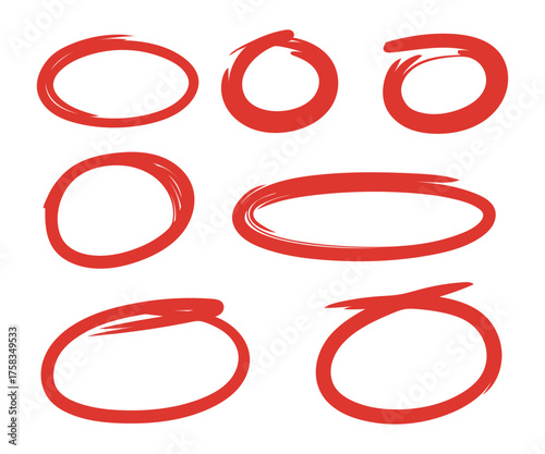 red ink circle markers and highlighters illustration