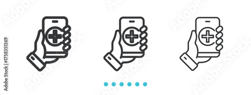 Mobile healthcare icon. Thin line icon vector